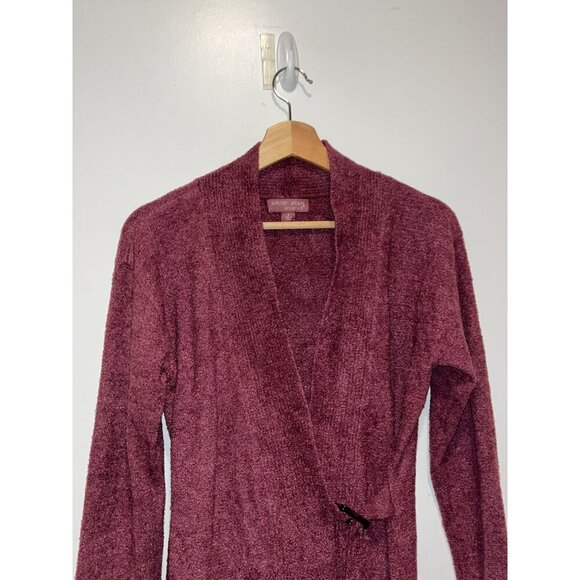 Barefoot Dreams CozyChic Lite Burgundy Wrap Cardigan Sweater Women's Size S - Picture 2 of 8